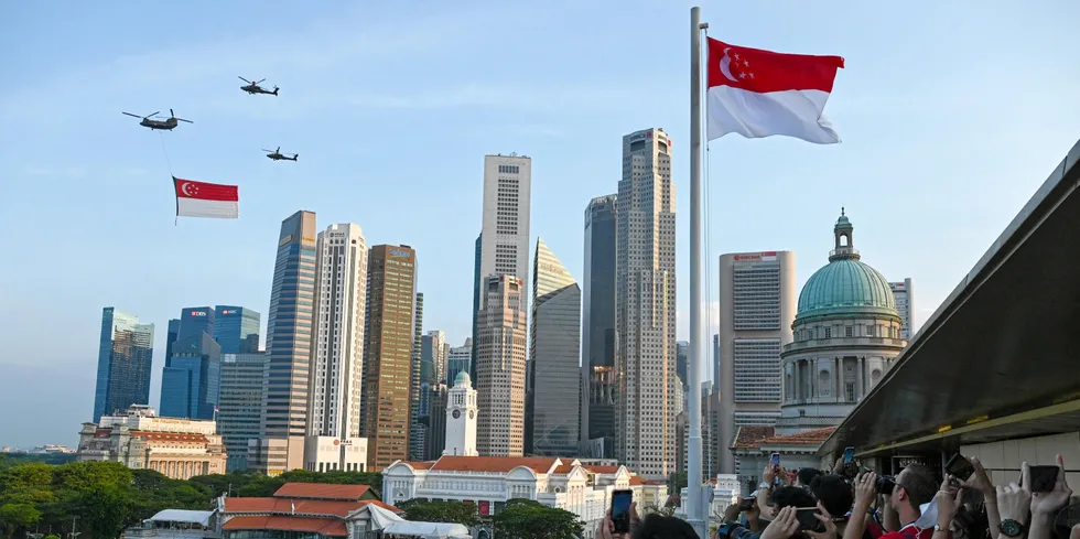Flag of Singapore, Singapore.