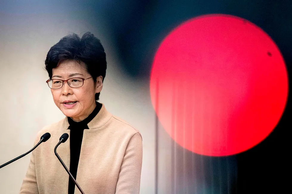 Hongkongs øverste leder Carrie Lam sier lokalvalget viser en misnøye med byregjeringen