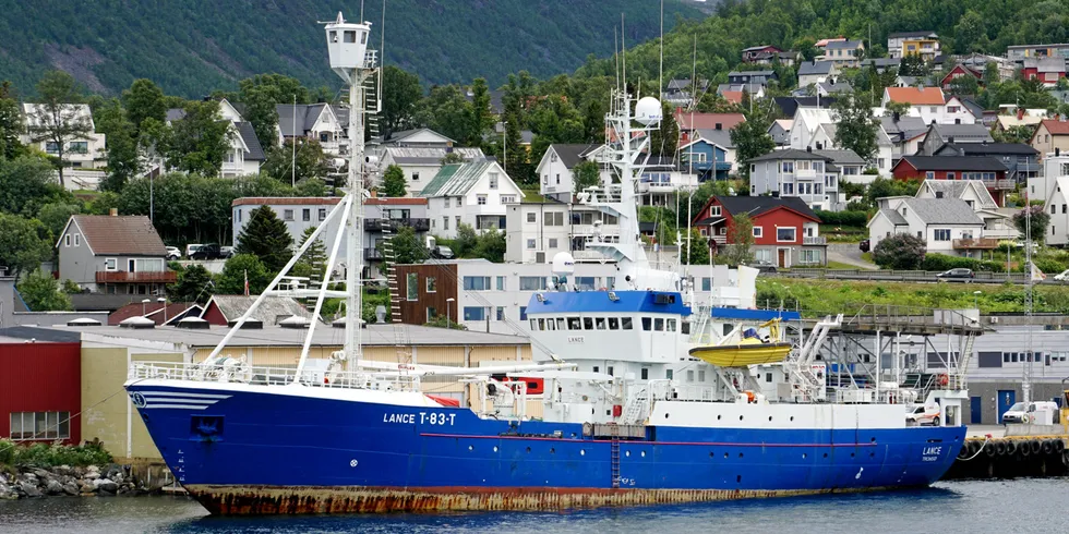 Selfangstskuta «Lance» ved kai i Tromsø sommeren 2019. Denne uken kjemper Tromsø-rederiene Lance og Norse Marin mot hverandre i Nord-Troms tingrett.