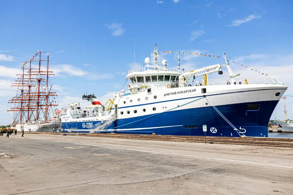 The Dmitry Kozharskiy is an 80-meter trawler based and will carry 46 crewmembers.