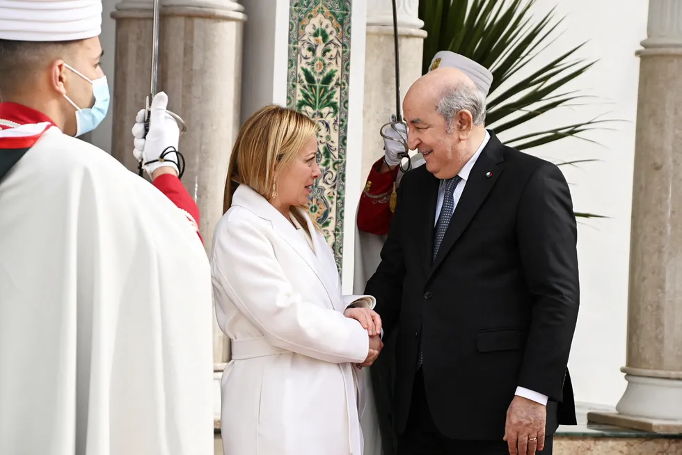 Stronger ties: Algerian President Abdelmadjid Tebboune (right) and Italian Prime Minister Giorgia Meloni (left) held a joint press conference in Algiers on Monday.