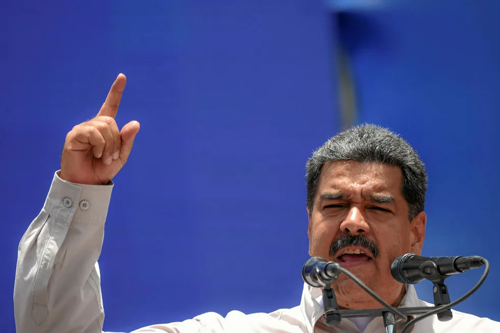 Campaign trail: Venezuelan President Nicolas Maduro delivers a speech during a rally in Charallave
