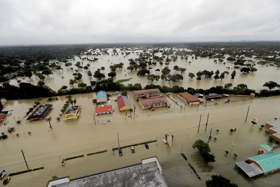 Deluge: flooded businesses and homes near Addicks Reservoir, Houston