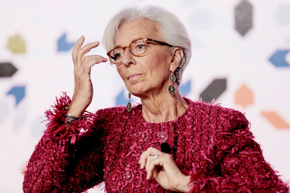 Sjefen i Det internasjonale pengefondet (IMF), Christine Lagarde, sa at helgens møte i IMF og Verdensbanken hadde gjort «fremskritt mot en dialog». Foto: Mosa'ab Elshamy/AP/NTB scanpix