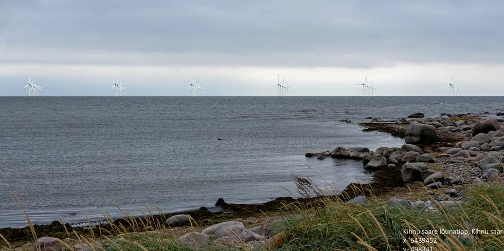 Visualisation of Gulf of Riga offshore wind project seen from the coast