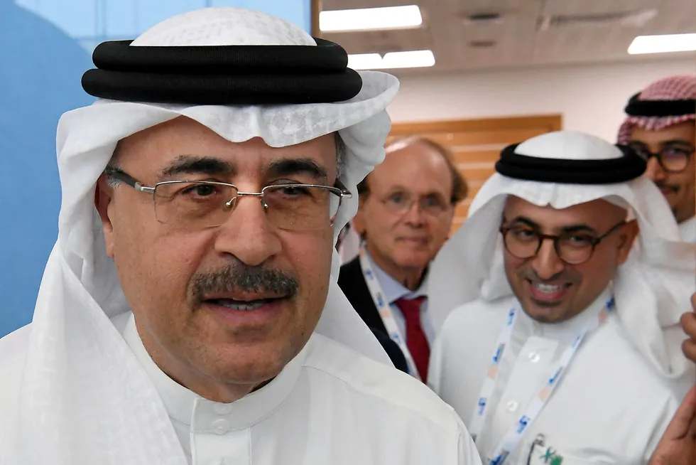 Scale: Saudi Aramco chief executive Amin Nasser (left)