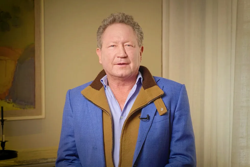 Andrew Forrest, owner of agribusiness giant Tattarang. The mining magnate is demanding meat giant JBS make sustainability commitments as part of its bid for Tasmanian salmon farmer Huon Aquaculture.
