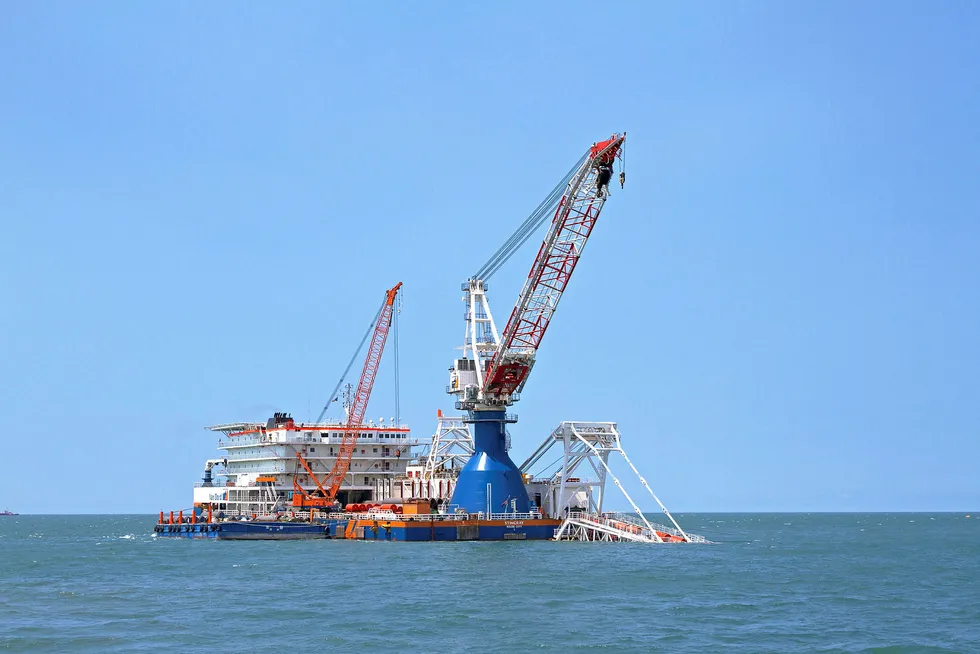 Destined for Mozambique: Van Oord's Stingray shallow-water pipelay vessel