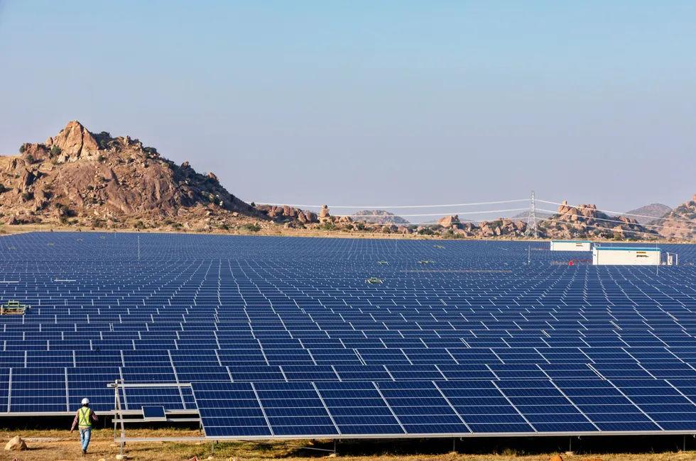 Solar array in India's Karnataka state by Fortum.