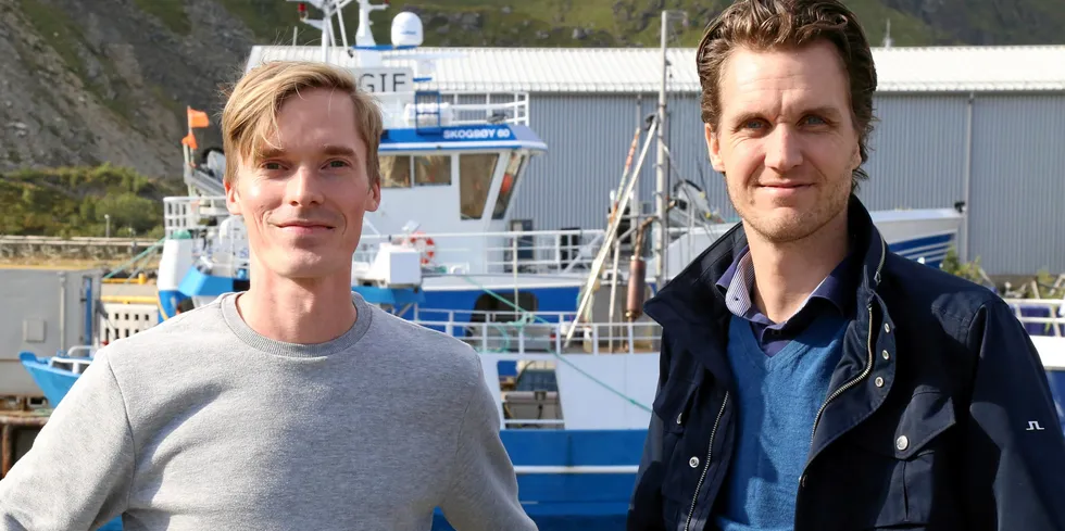 Nicolay Stokvold og Asbjørn Pettersen i firmaet Marine Dynamics på Ballstad i Lofoten.