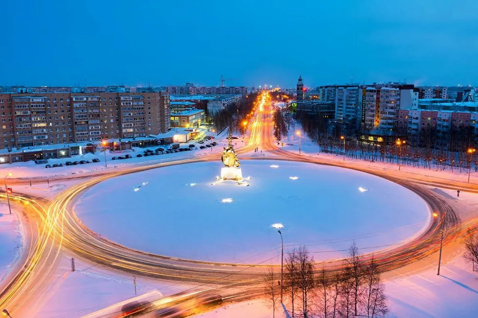 Circular motion: downtown of the West Siberian city of Surgut that hosts the headquarters of Russian oil producer Surgutneftegaz