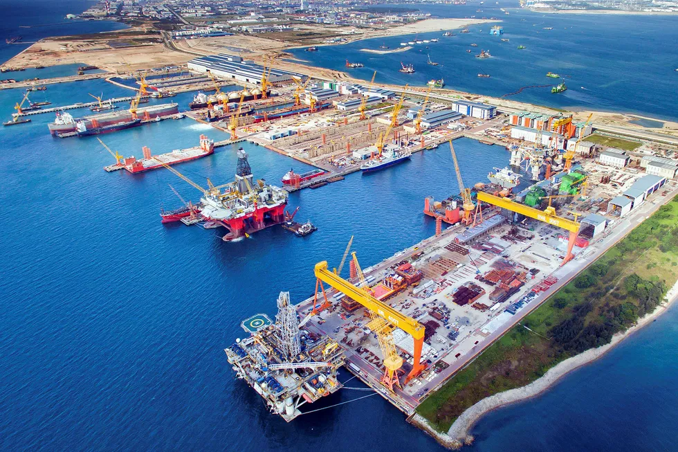 Red ink: Sembcorp Marine's Tuas Boulevard Yard in Singapore