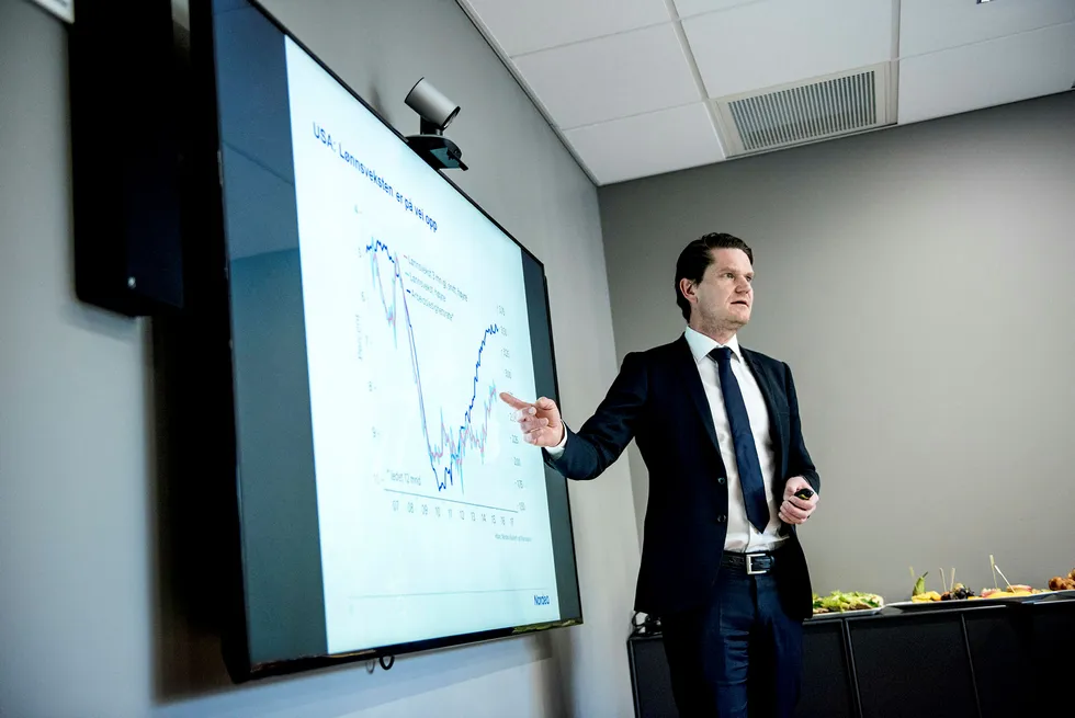 Sjeføkonom Kjetil Olsen i Nordea Markets ser ingen fundamentale årsaker til den kraftige kronesvekkelsen. Foto: Fartein Rudjord