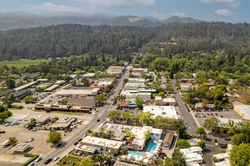 An aerial view of the small city of Calistoga, northern California, where the facility would be built.