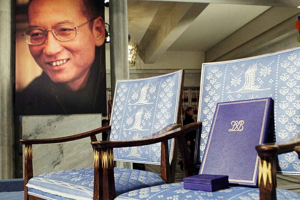 Det var i 2010 at den kinesiske dissidenten Liu Xiaobo fikk Nobels fredspris og kinesiske myndigheter svarte med å kutte all diplomatisk kontakt med Norge. Han fikk ikke reise til Oslo å ta i mot prisen. Foto: Heiko Junge/NTB Scanpix