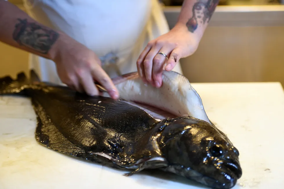 Going deep: a chef prepares a dish of halibut in Bergen, Norway