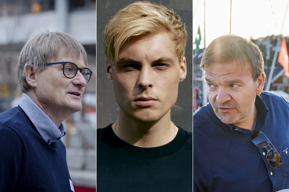 Inge Berg (t.v.) og Gustav Magnar Witzøe (i midten) økte sine skattemessige formuer i 2023, mens den falt for Roger Hofseth (t.h.)