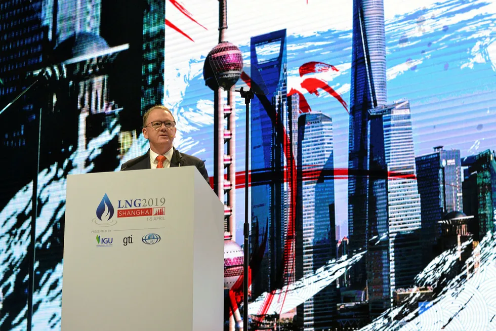 Supply deal: Woodside chief executive Peter Coleman signed the deal with ENN on the sidelines of the LNG2019 conference in Shanghai