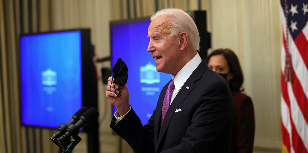 President Joe Biden during an event at the State Dining Room of the White House.