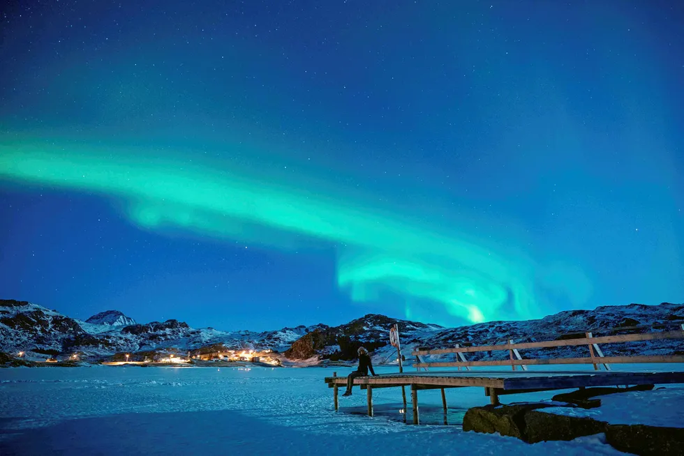 Making an appearance: the northern lights seen from the Lofoten Islands in northern Norway