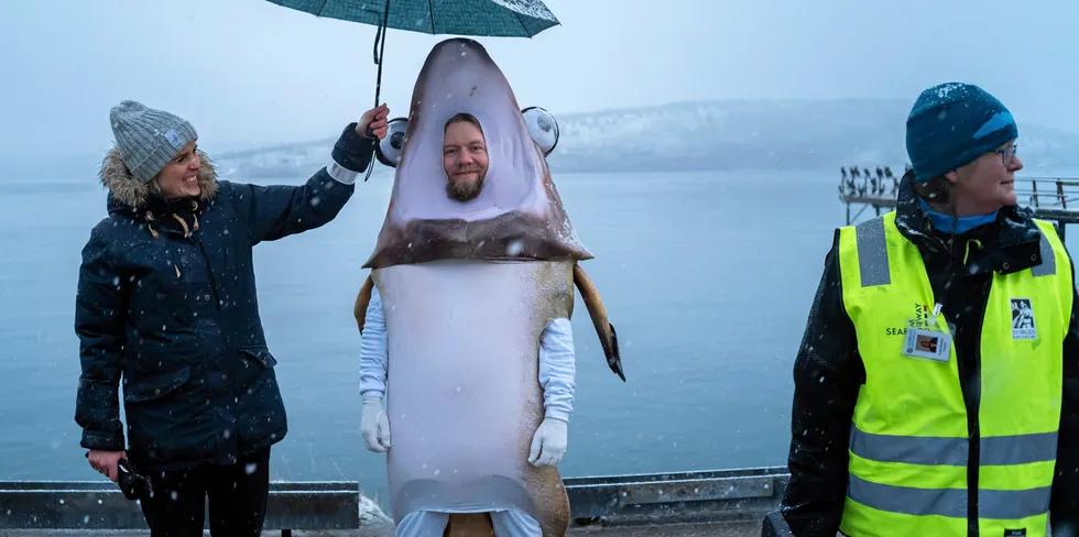 Det manglet kun tre lastebiler med skrei for å klare å sette eksportrekord i Spania i år. Bildet er fra opptak til en reklamefilm som ble laget for skrei.