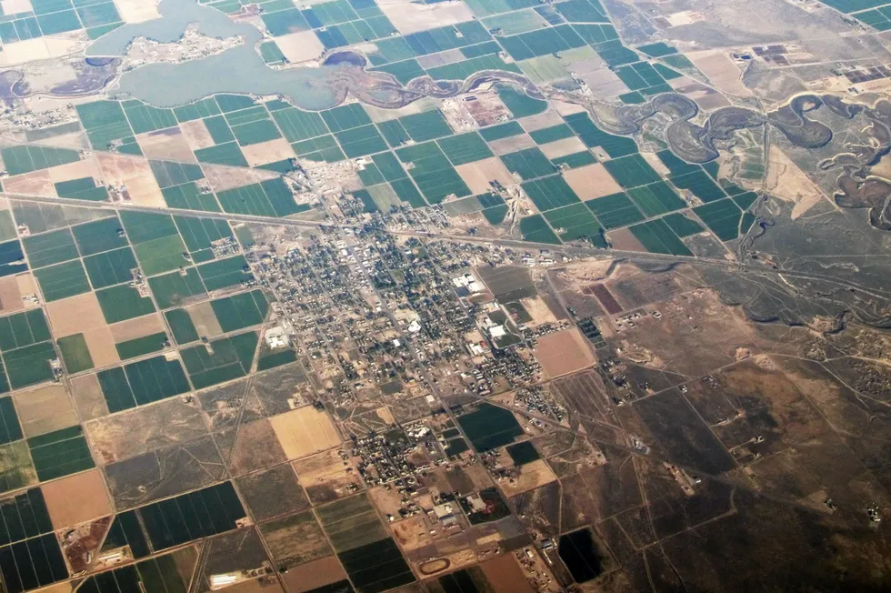 An aerial view of the small city of Delta, Utah, where the blending is taking place.