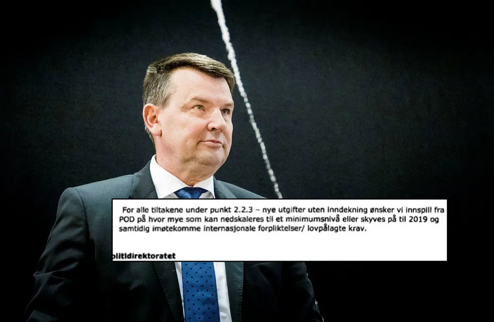 Justis-, beredskaps-, og innvandringsminister Tor Mikkel Wara under høringen om objektsikring. Han var ikke justisminister da departementet spurte om hvor mye mindre penger som kunne brukes.