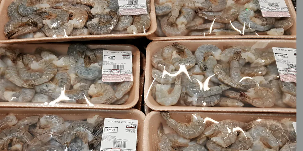 The US market is dominated by imported shrimp.