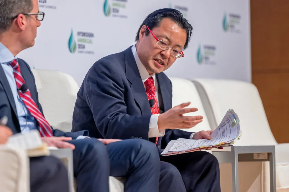 Shinichi Kihara on stage at the Hydrogen Americas Summit in Washington DC last week, after speaking to Hydrogen Insight.