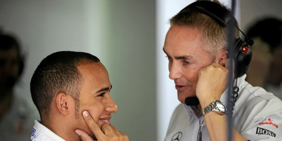 Martin Whitmarsh (right) with Formula 1 ace Lewis Hamilton in the McLaren racing team.