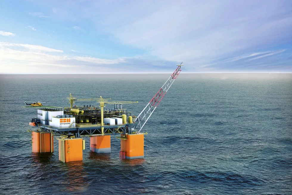 Design: a rendering of SBM Offshore's Fast4Ward semi-submersible production platform