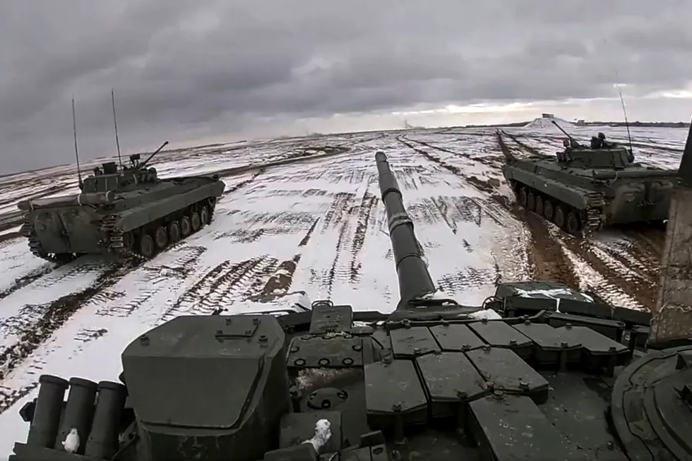Rising tension: Russian and Belarusian armoured vehicles during joint military drills in Belarus