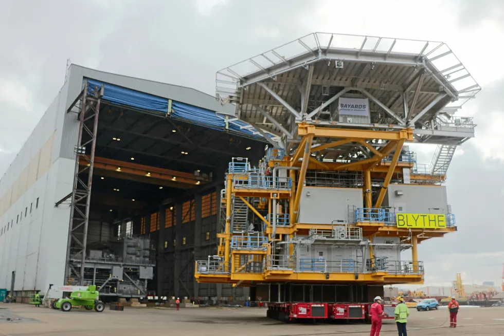 Ready to roll: the Blythe platform at HSM Offshore's yard in the Netherlands