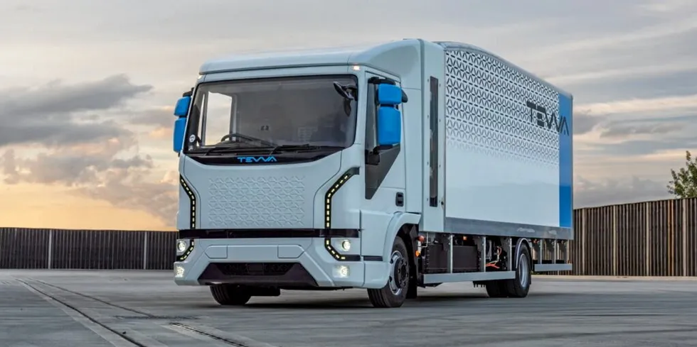 A hydrogen electric truck produced by specialist UK manufacturer Tevva.