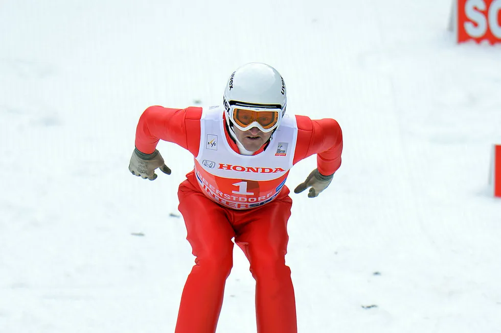 In action: former British ski jumper Michael Edwards