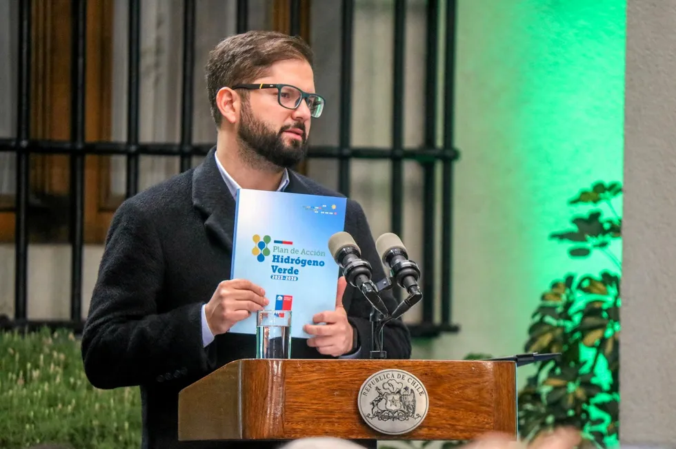 President Gabriel Boric at the launch of the Green Hydrogen Action Plan last week.