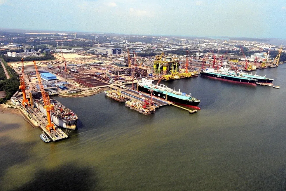 Under construction: Malaysia Marine & Heavy Engineering is building Kasawari phase one structures at its Johor yard (pictured)