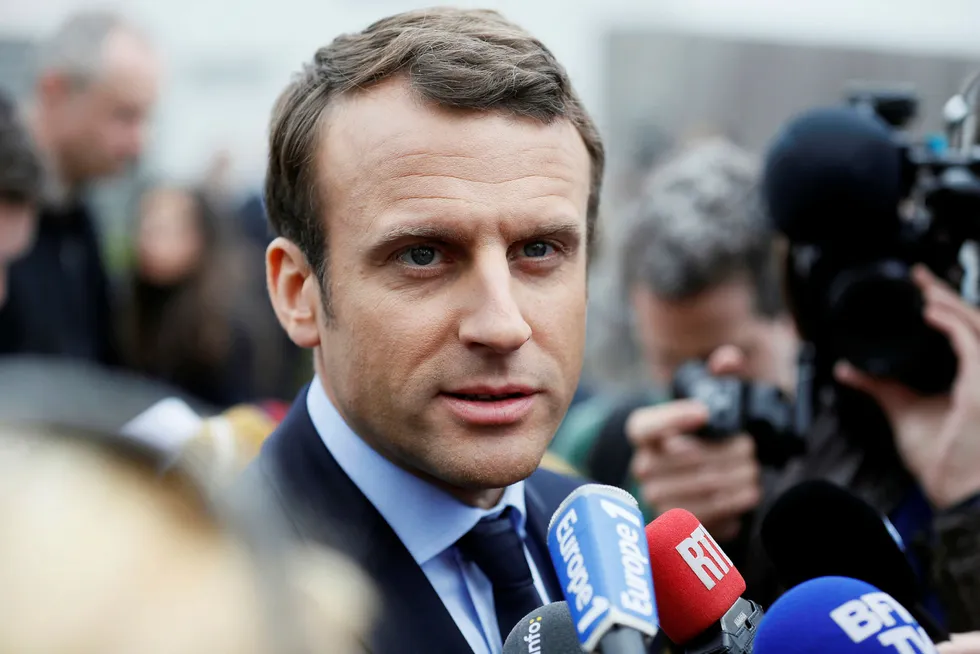 Emmanuel Macron er en av kanditatene i helgens presidentvalg. Foto: POOL/Reuters/NTB scanpix