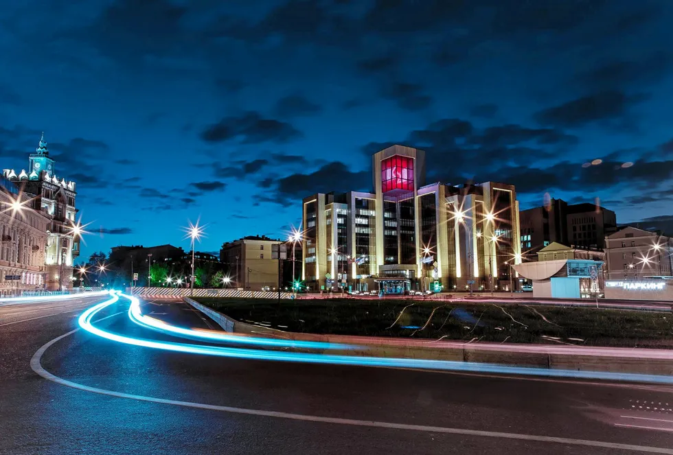 Sparkling results: headquarters of Russian oil and gas producer Lukoil in downtown Moscow