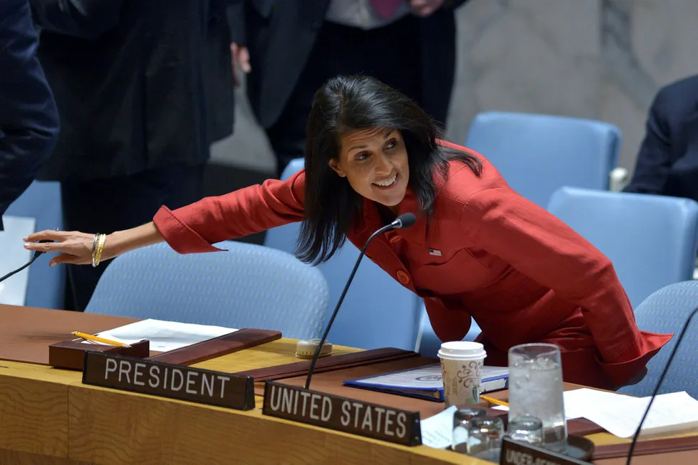USAs FN-ambassadør Nikki Haley er svært bekymret over utviklingen i Venezuela. Foto: Jewel Samad/AFP Photo/NTB scanpix