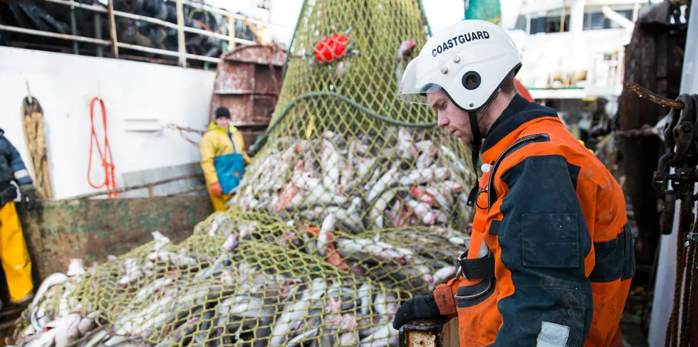 Ifølge russiske fiskerimyndigheter er det flere årsaker til endring i det russiske fiskemønsteret. Bifangst er en av dem. Her fra en Kystvakt-inspeksjon om bord en russisk tråler.