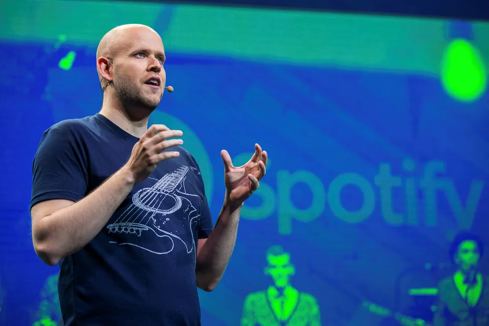 Daniel Ek, og hans medgründer har aksjer i Spotify for henholdsvis 60 og 30 milliarder kroner. Foto: Andrew Burton