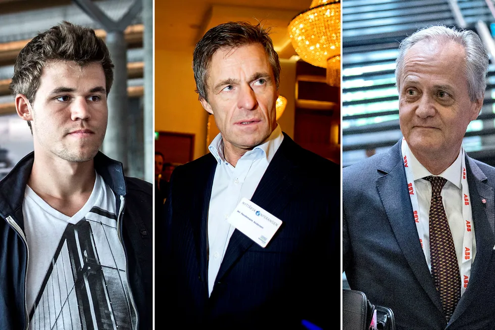 Magnus Carlsen, Jan Haudemann-Andersen og Kristian Siem blir teknoinvestorer. Foto: Klaudia Lech/Mikaela Berg/Aleksander Nordahl