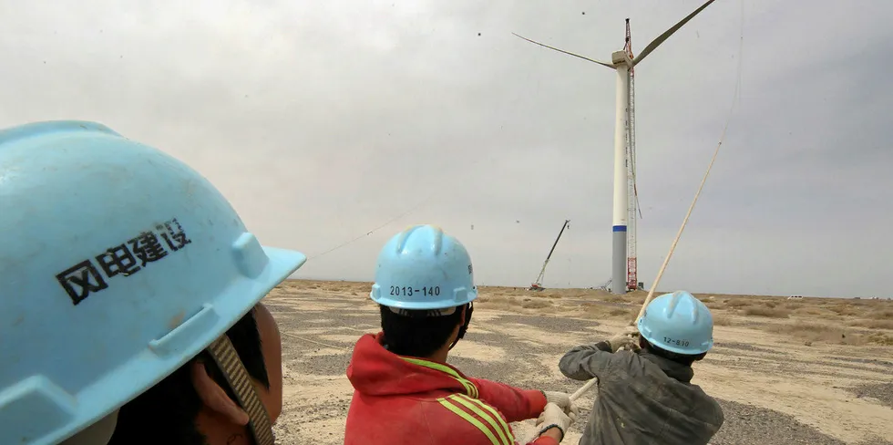 A wind farm project site in China.