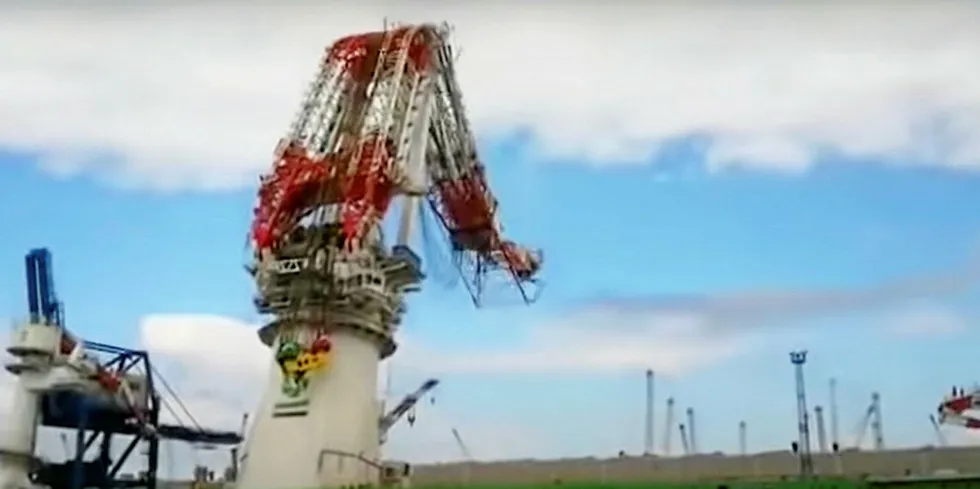The Orion's crane collapses.
