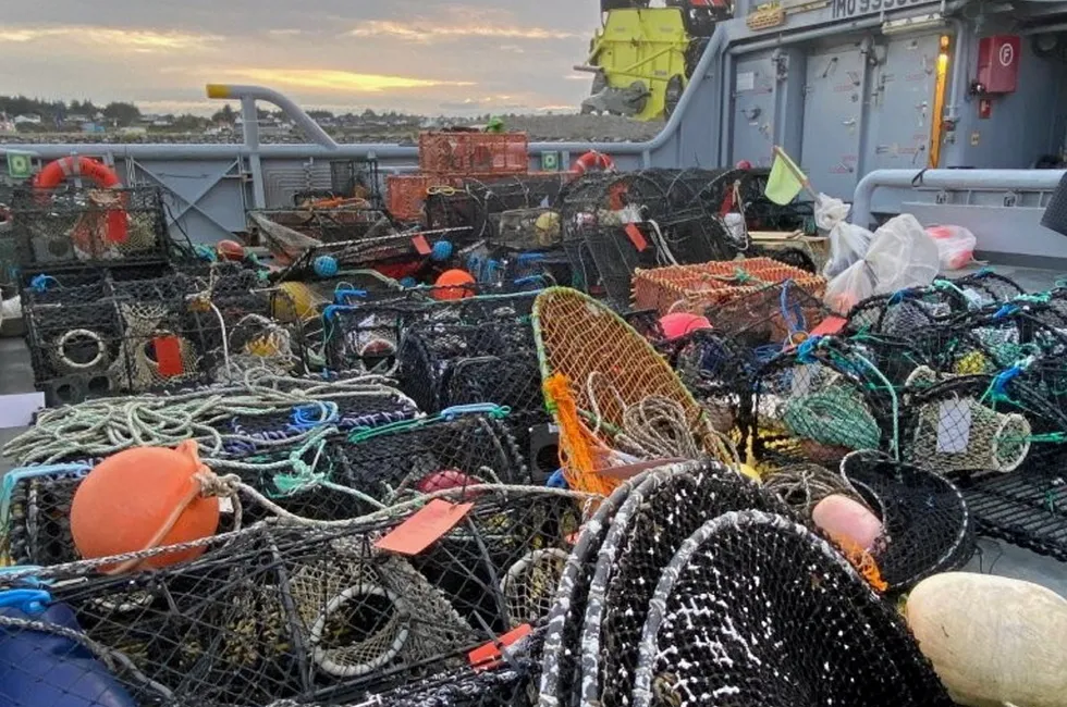 Beslag av teiner i samband med storkontrollen i forkant av årets hummarfiske.