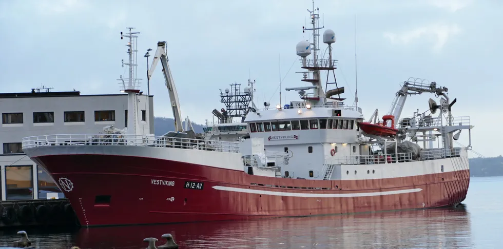 «Vestviking» her til kai ved Bontelabo i Bergen