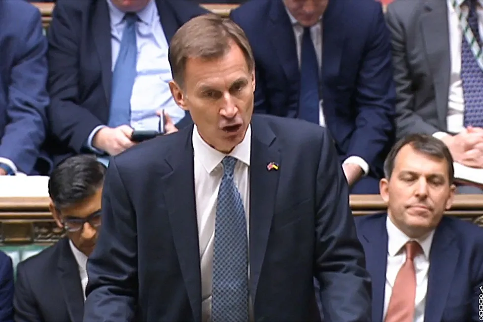 Grab; Chancellor of the Exchequer Jeremy Hunt making an autumn budget statement in the House of Commons
