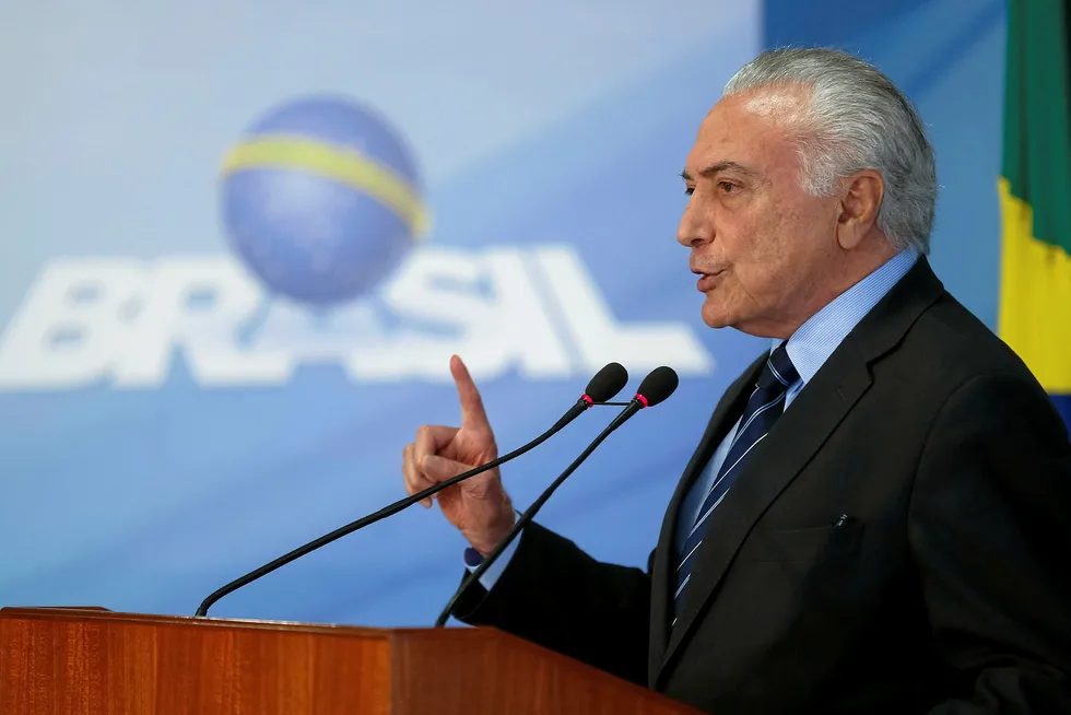 Money-go-round: Brazil's President Michel Temer's decision to accede to demands for diesel fuel subsidies is already said to have created a $2.5 billion hole in the 2018 federal budget