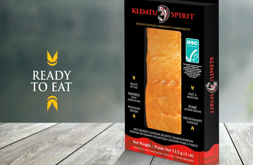 Klemtu Spirit, the new smoked salmon brand launched jointly in Walmart by the Kitasoo/Xai'xais First Nation and Mowi.